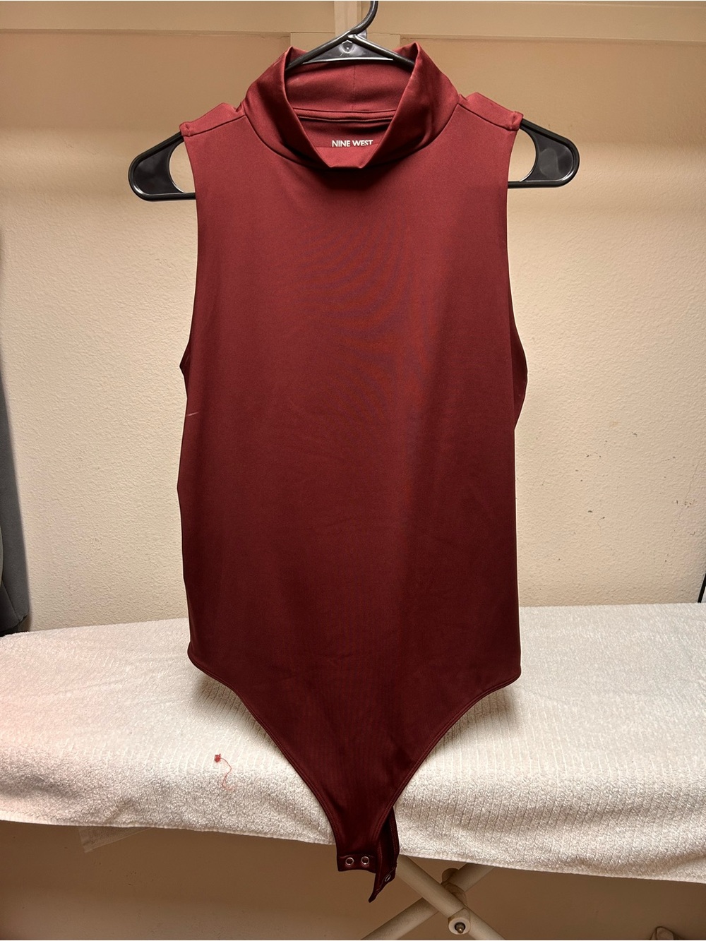 Nine West Sleeveless Mock Neck Bodysuit - Wine